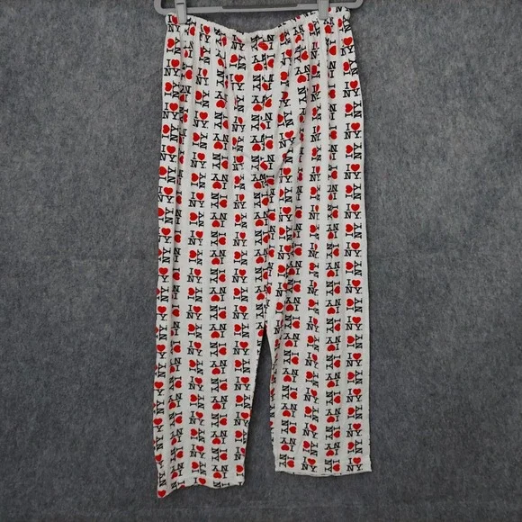 I Love NY Men Pajama Pants L Drawstring Graphic All Over‎ Logo Nostalgic - Picture 5 of 10